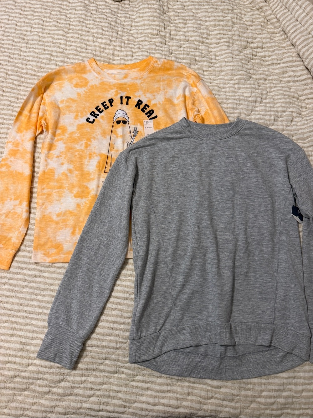tek gear Orange Tie-Dye 'Creep It Real' Tee & Gray Long Sleeve Top